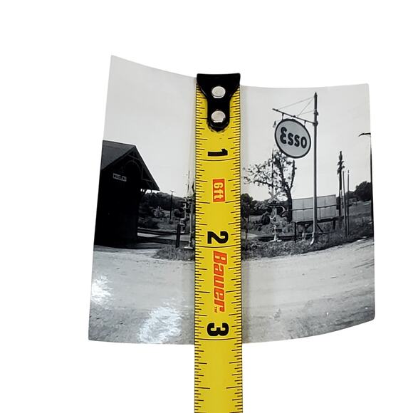 Vtg Monochrome Photography Esso Sign on Street Corner Found Snapshot 1960s - Picture 2 of 4